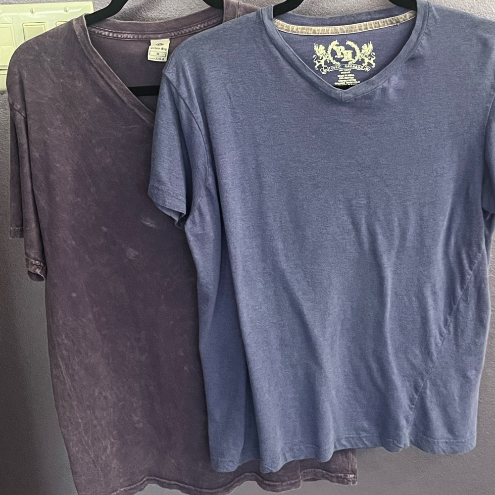 Set Men’s Purple blue basic classic shirt short sleeve classic tee gym workout